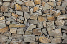 piled rock wall