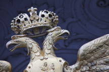 Double headed eagle and crown of the Russian royal family coat of arms 