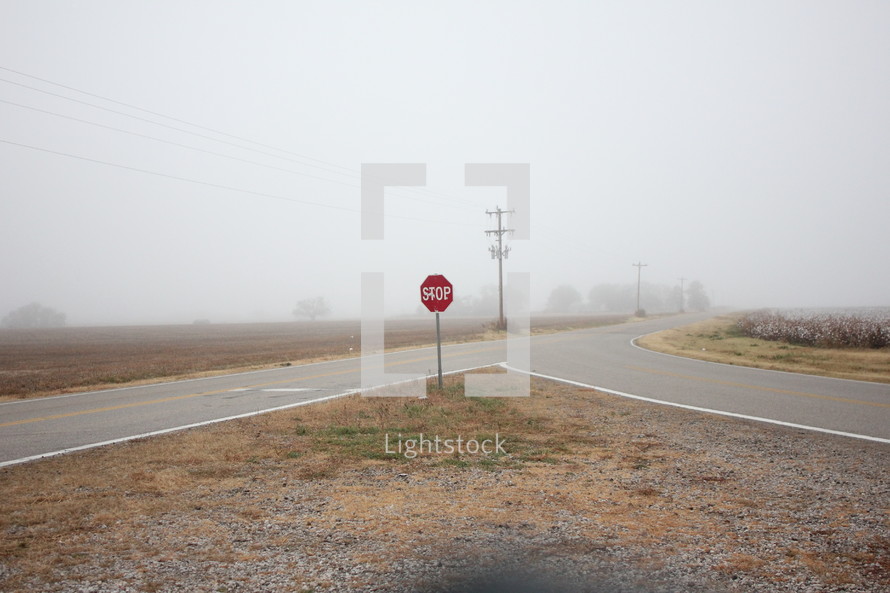 rural roads in fog 