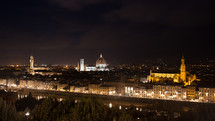 view of Florence by night from Piazzale Michelangelo, Italy.