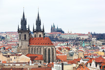 View of the Tyn Church in Prague, Czech republic