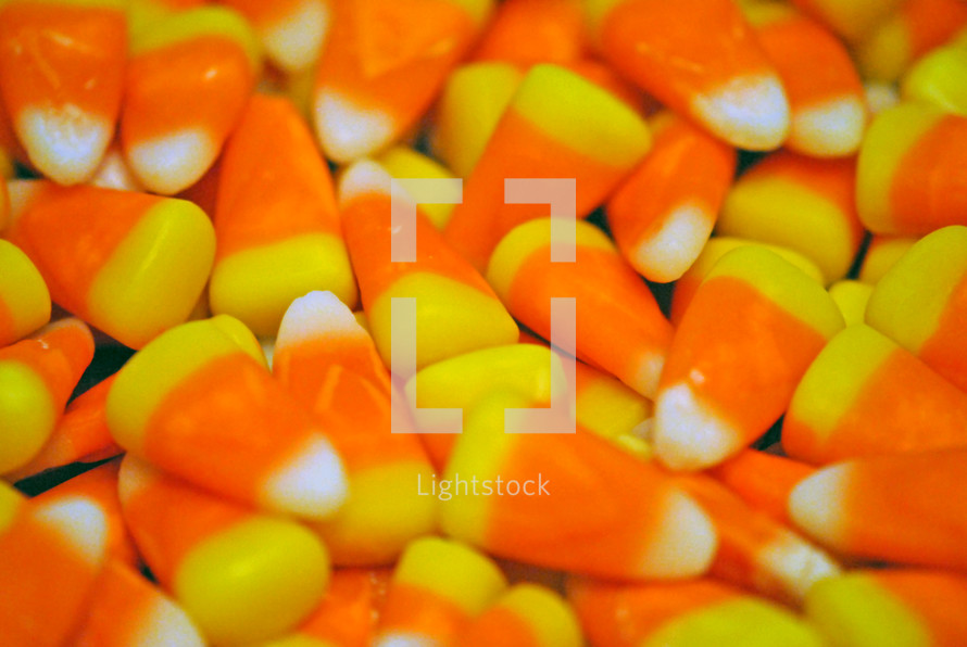 Candy corn for Halloween or Thanksgiving.  Closeup; texture.