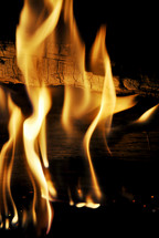 flames and burning wood 