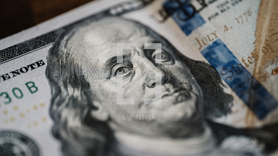 closeup of a one hundred dollar bill 