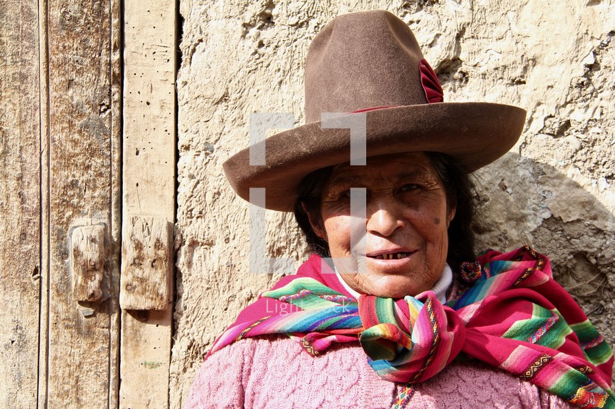 Peruvian woman dressed in traditional style 