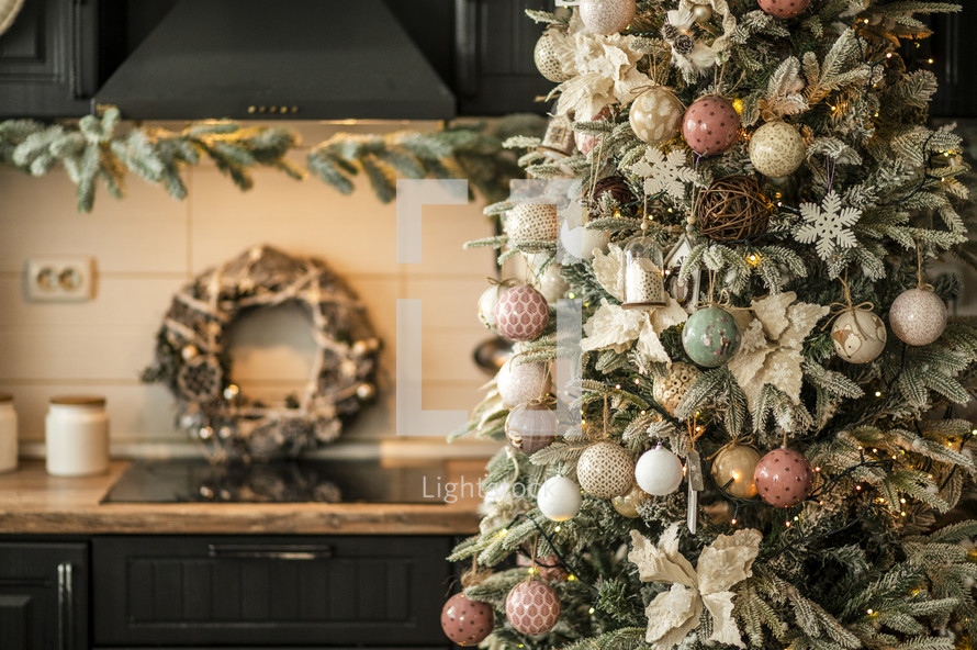 Christmas tree in a kitchen 