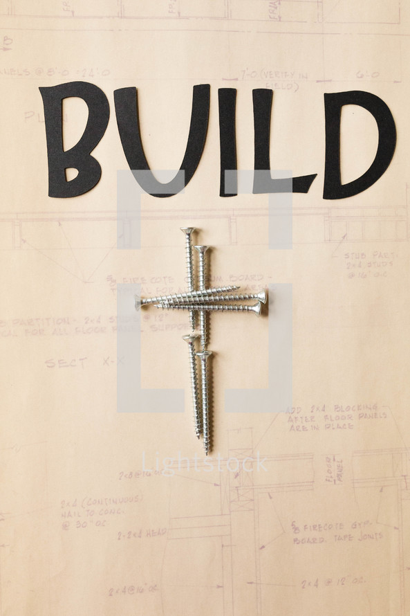 word Build and a cross of nails 