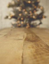 Christmas tree on wood floor 
