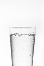 A full glass of water. 