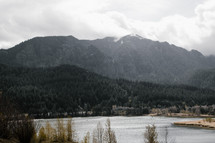 a mountain lake in winter 