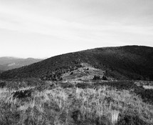 mountainscape in black and white 