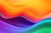 Illustration of colorful wavy liquid flow in orange, green, purple
