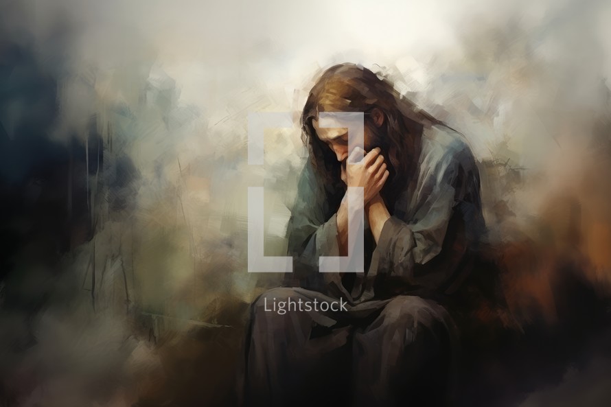 Illustration of Jesus praying 