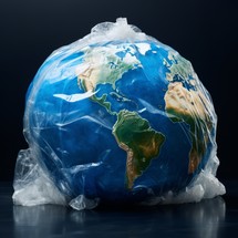 Planet Earth covered in plastic
