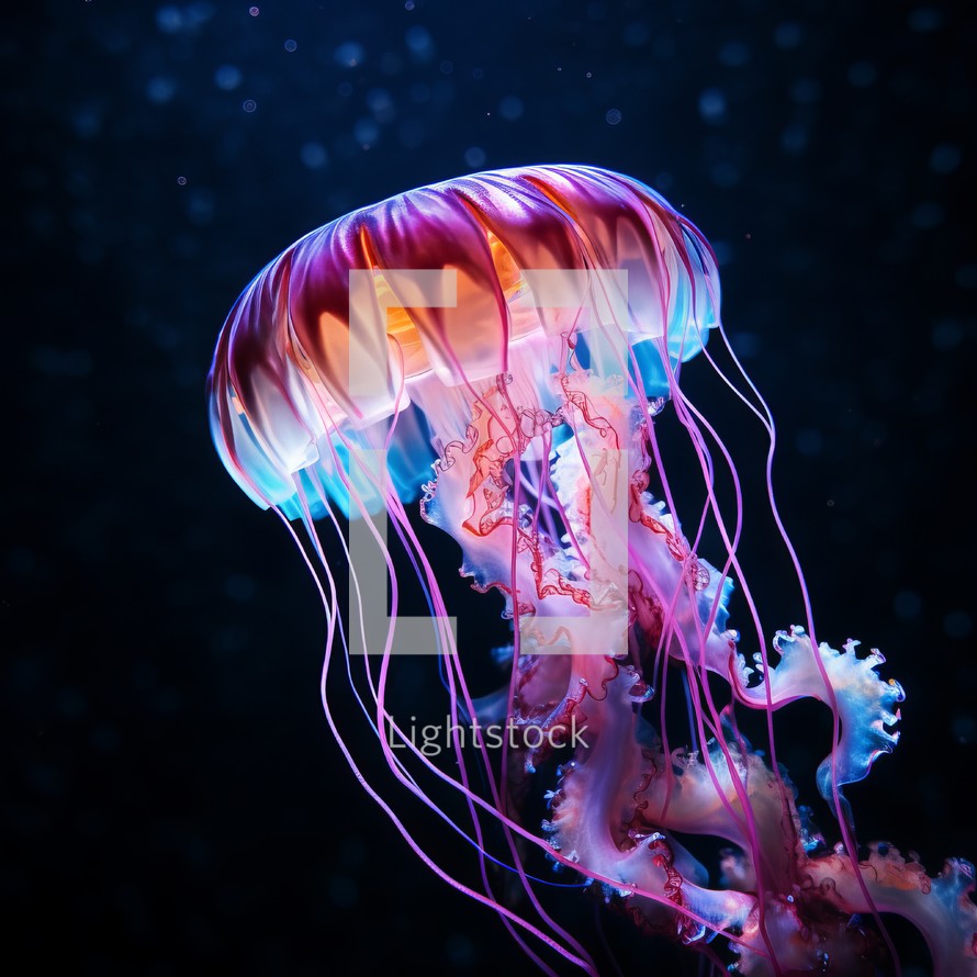 Beautiful jellyfish in the water. Underwater world