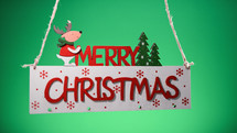 Merry Christmas sign decoration with green background
