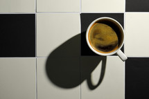 White And Black Square Tiled Paper and Coffee Cup with Shadow