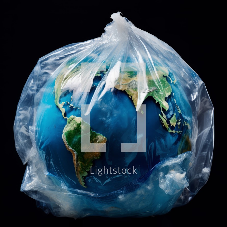 Planet Earth covered in plastic