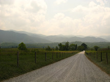 dirt road and rural landscape in the mountains