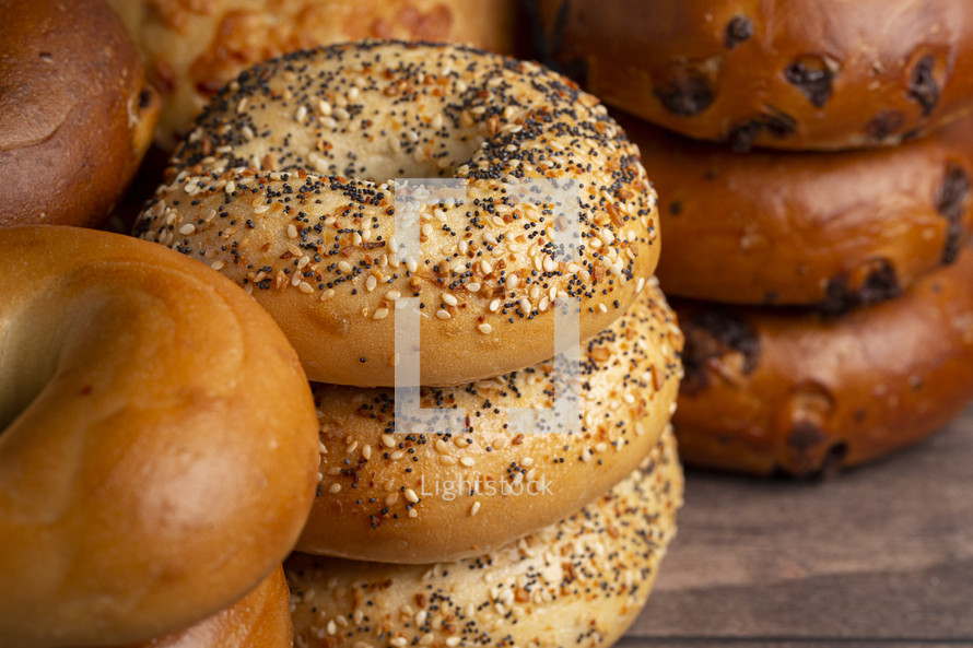 bagels and a wood background 