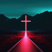 Cross on the road. Conceptual image.