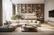 Cozy minimalist interior design in a modern american apartment