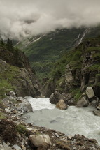 rushing water in a mountain river 