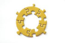 yellow puzzle on white background 