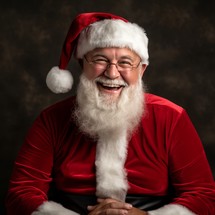 Cheerful Santa Claus beams with joy, spreading laughter and happiness in this festive photo