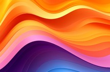 Abstract fluid wave design in a blend of orange and blue colors