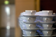 Coffee cups stacked up