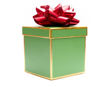 red bow with green gift box 