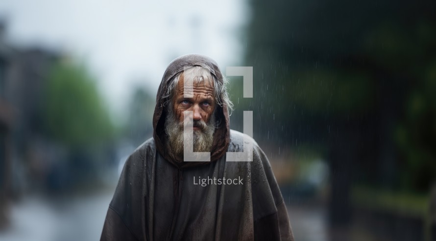 Portrait of Noah in the rain