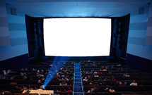 Cinema auditorium with light of projector