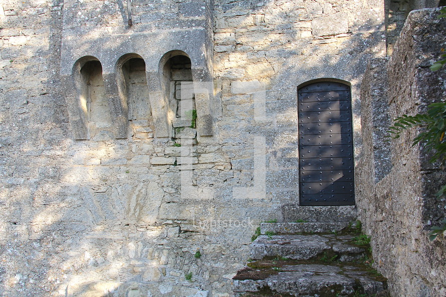 Castle wooden door way 