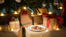 Santa Claus biscuits under Christmas tree