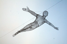 sketch of a man flying 