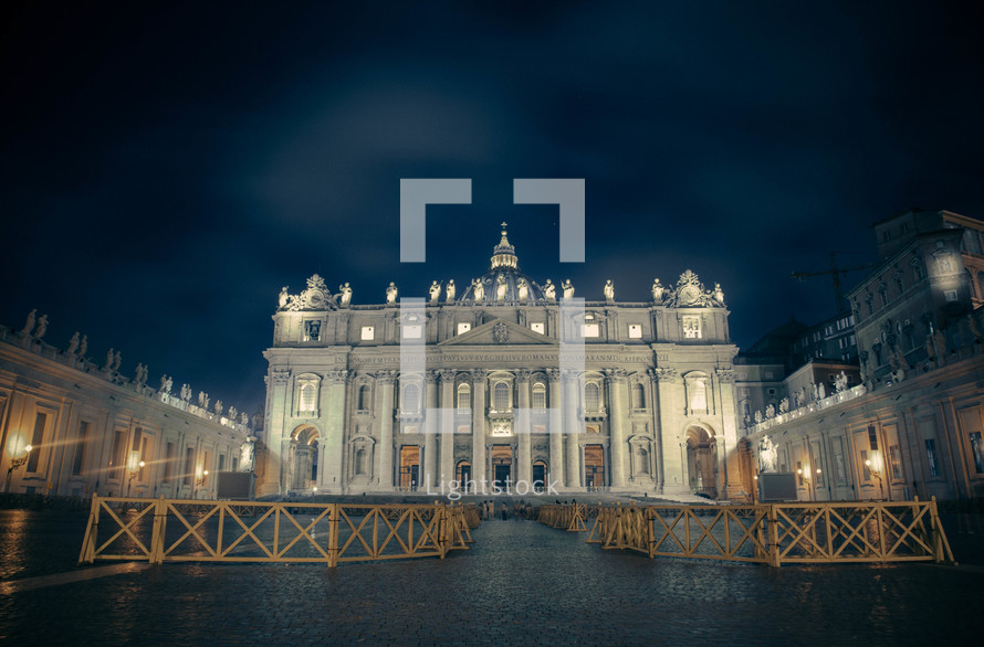 St Peters in Rome at night 