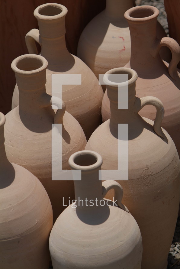 group of clay pots