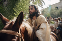 Jesus riding into Jerusalem on Palm Sunday