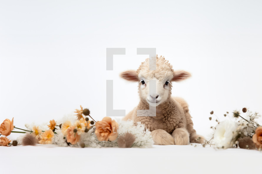 Baby Lamb in front of white backdrop
