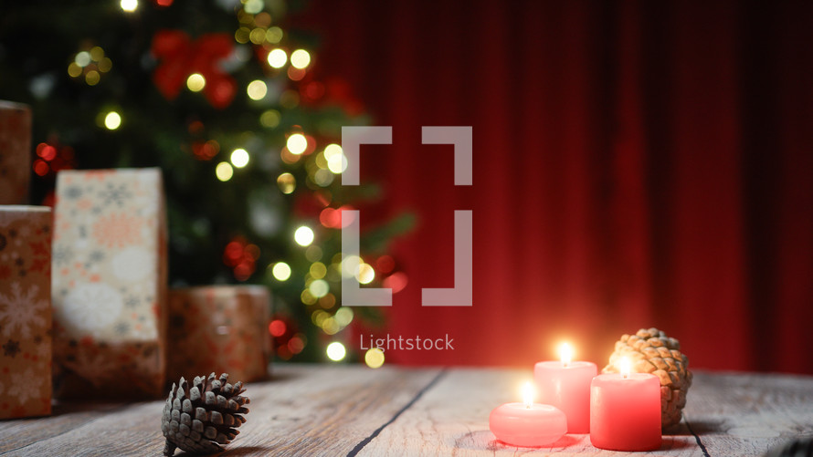 Christmas Candles composition with copy space 