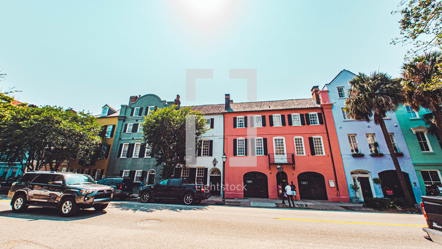 colorful rowhouses 