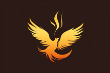 Winged dove in flames, a representation of the New Testament Holy Spirit