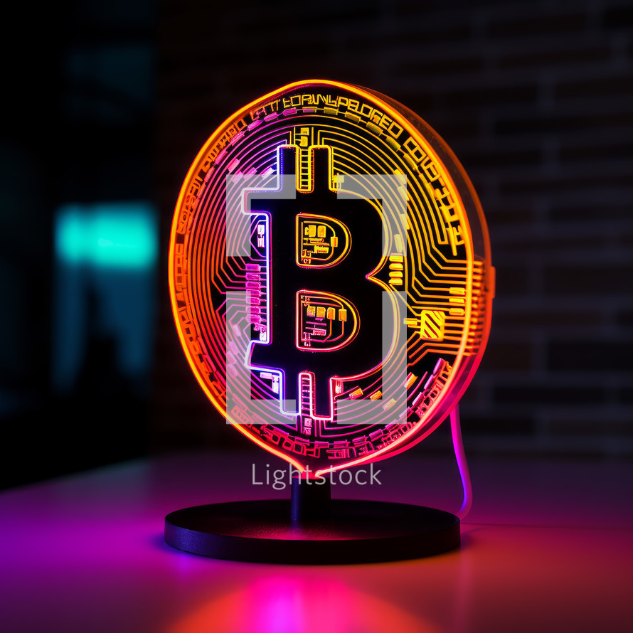 LED illuminated bitcoin sign