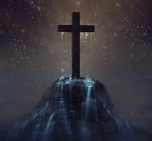 water dripping down a cross 