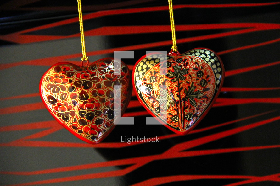 Hand made wooden heart decorations