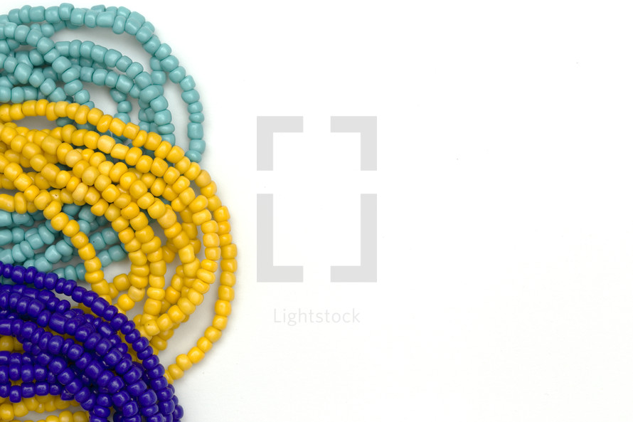 yellow, blue, and turquoise beads 
