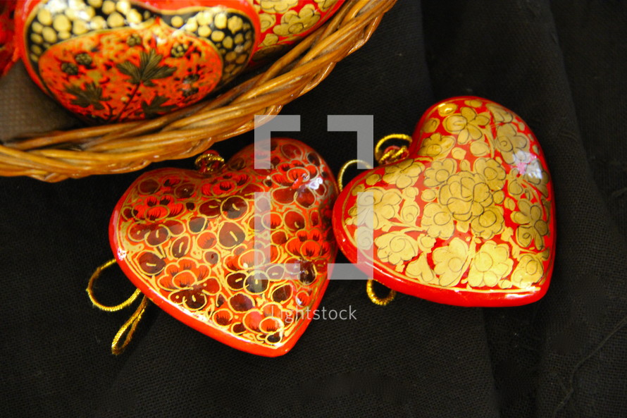 heart shaped hand made wooden ornaments