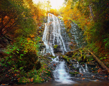 cascading waterfall in fall 